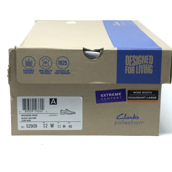 Clarks Whiddon Pace Black Leather Oxford Size 12W - Picture 9 of 9